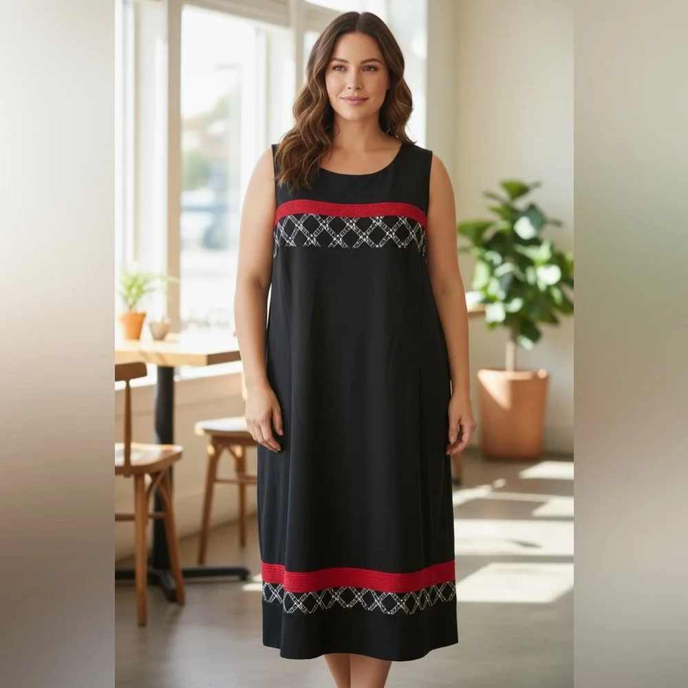 Maya Brooke Black and Red Maxi Dress with Red Blazer - Picture 3 of 12